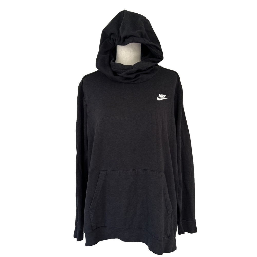 Nike Women's Hoodie 1X Black Cowlneck Hoodie Pullover Soft Longsleeve Sweater